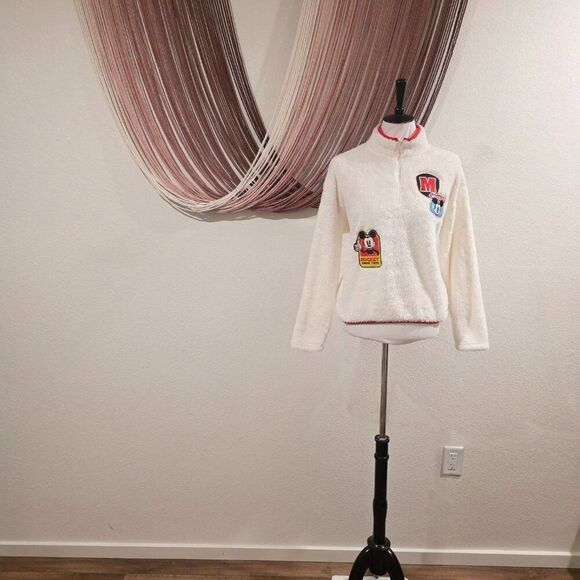 Mickey Mouse Patched Fleece Pullover Sz XS - Picture 2 of 7